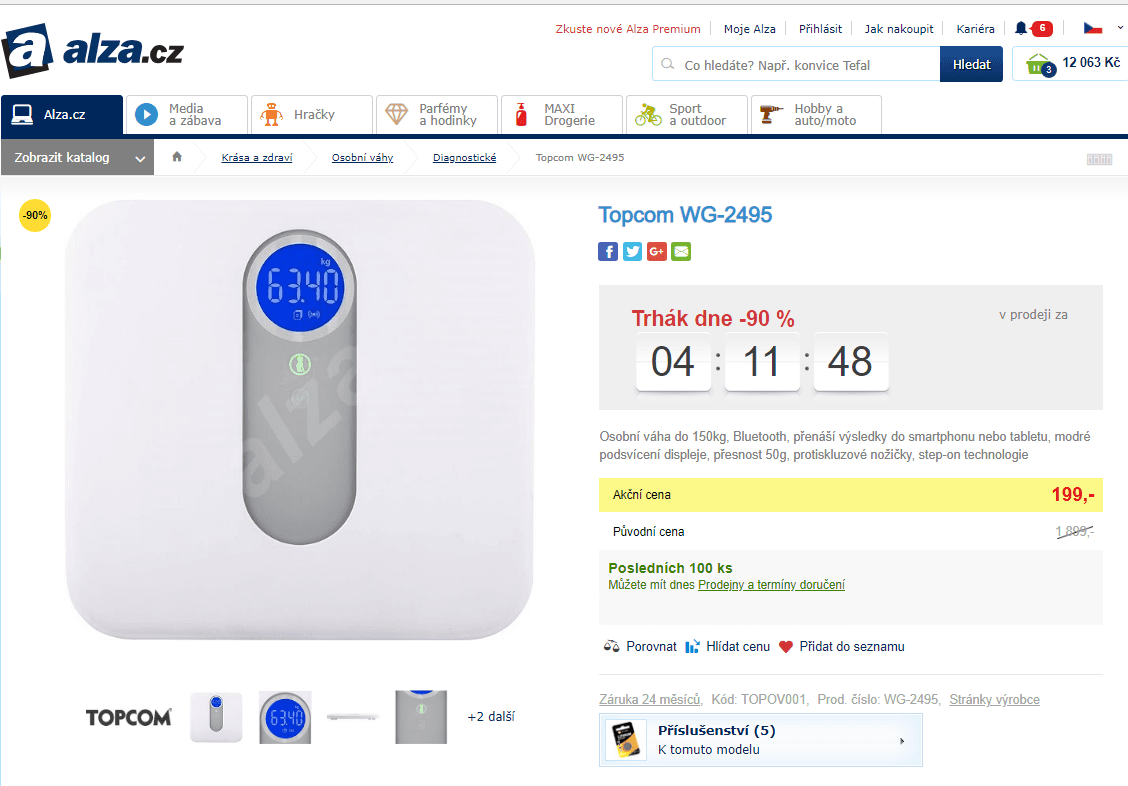 Chytrá váha Topcom, BT