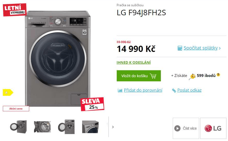 Pračka se sušičkou LG, 9/6kg, pára, 1400ot.