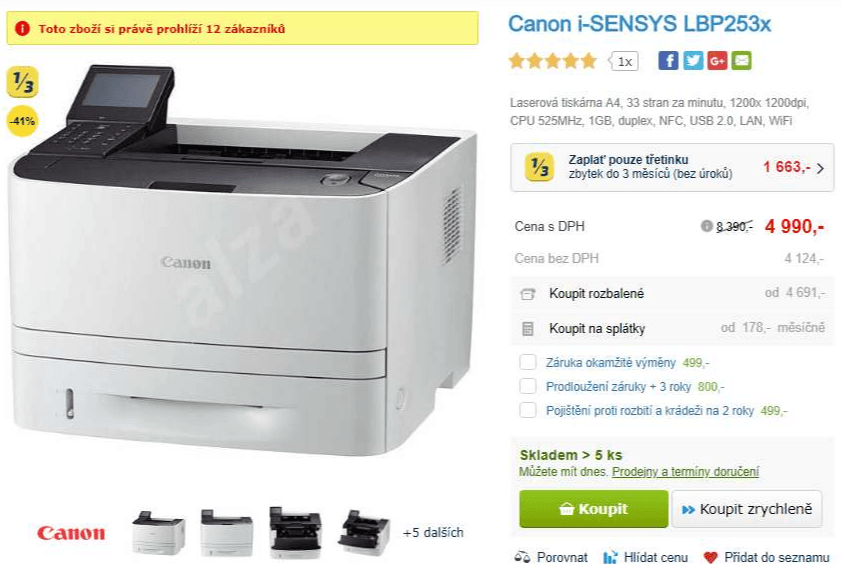 ČB, laser tiskárna Canon i-Sensys, Wifi, NFC