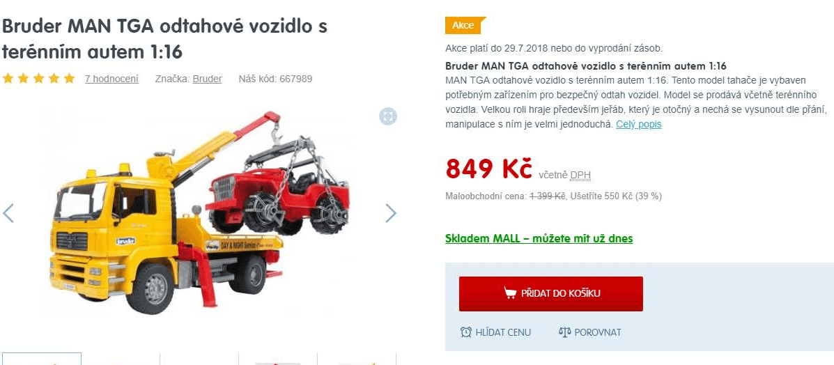 Odtahové vozidlo Bruder, 50 cm