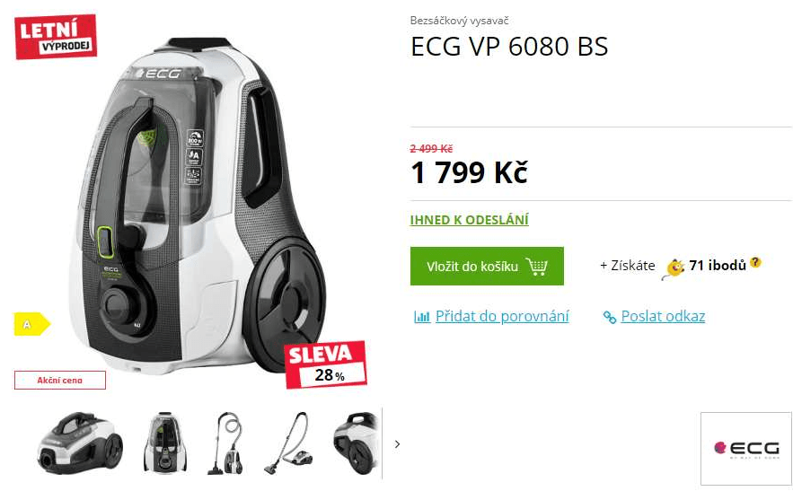 Bezsáčkový vysavač ECG 6080, Hepa filtr