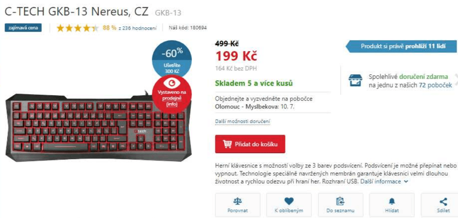 Herní klávesnice C-Tech Nereus