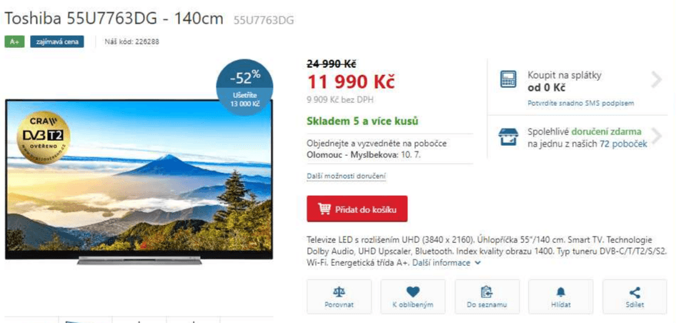 Ultra HD TV, Smart, 140 cm, Toshiba