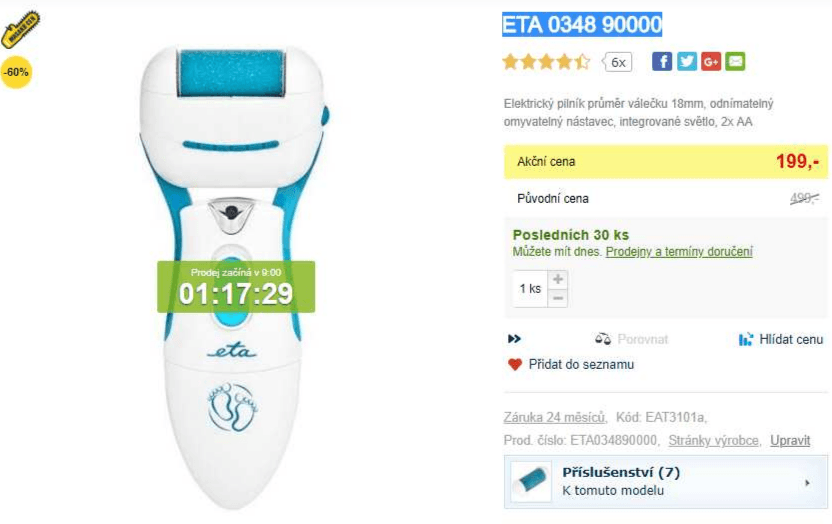 Elektrický pilník na chodidla ETA Rollo