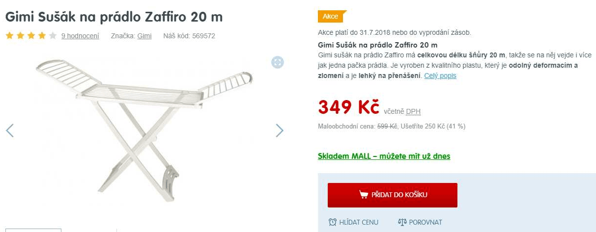 Rozkládací sušák Gimi ZAFFIRO s kolečky