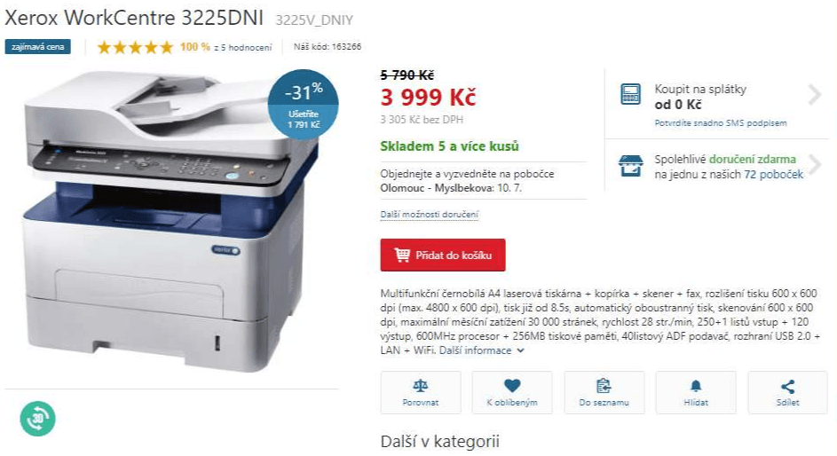 Multifunkční tiskárna Xerox, ČB, laser