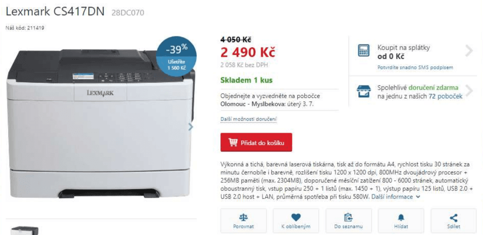 Barevná laserová tiskárna Lexmark