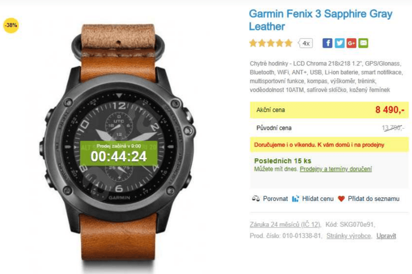 Chytré hodinky Garmin Fenix 3 Sapphire