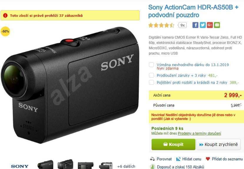 Outdoorová kamera Sony HDR AS50