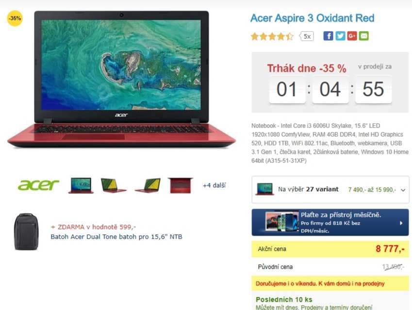 Acer, i3 - 2 GHz, 4GB RAM, 15,6"