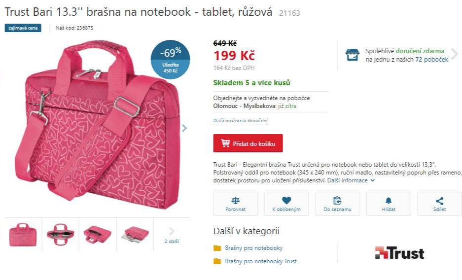 Brašna na ntb / tablet 13,3" Trust Bari