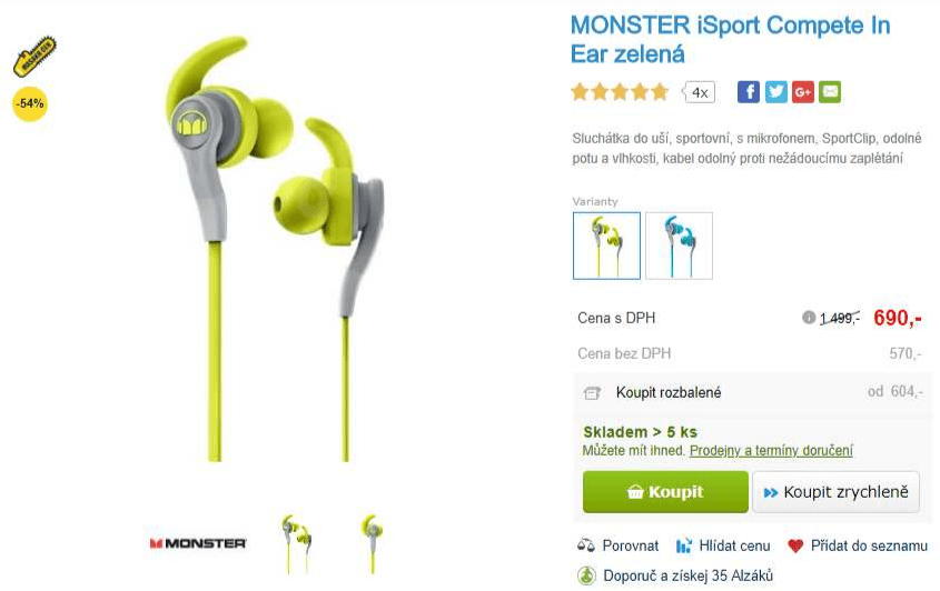 Sluchátka Monster iSport Compete In Ear 