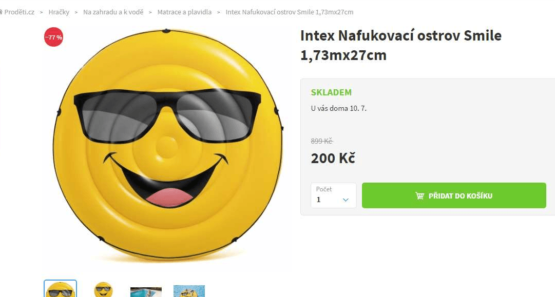 Nafukovací ostrov Intex Smile, 173cm 