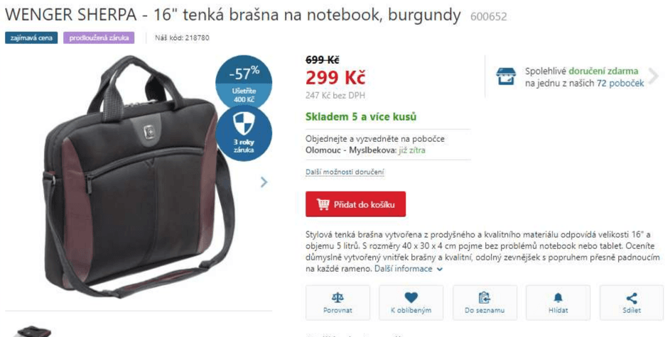 Taška na notebook WENGER SHERPA - 16"