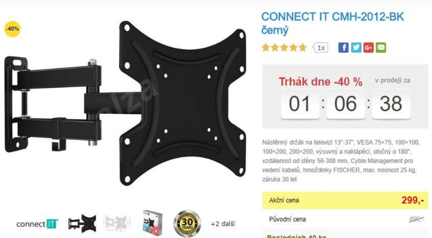 Nástěnný držák na TV 37" Connect IT
