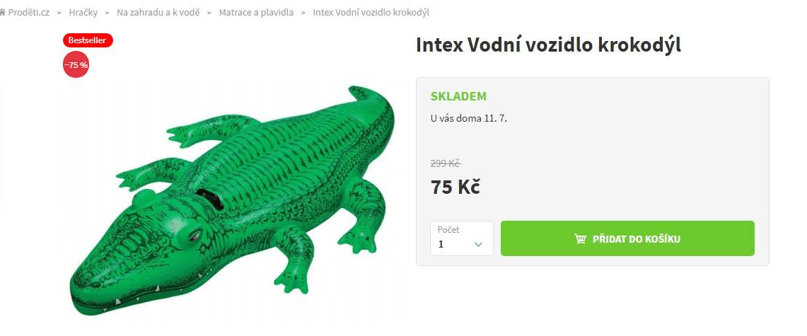 Nafukovací vodní vozidlo krokodýl INTEX