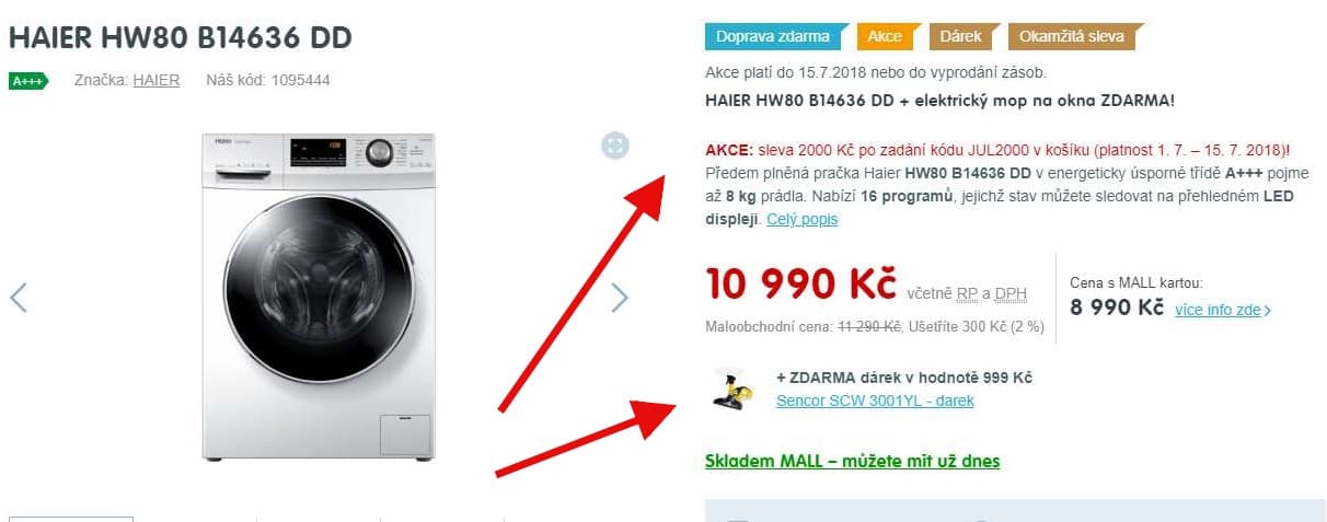 Pračka Haier, 8kg, 1400 ot., A+++