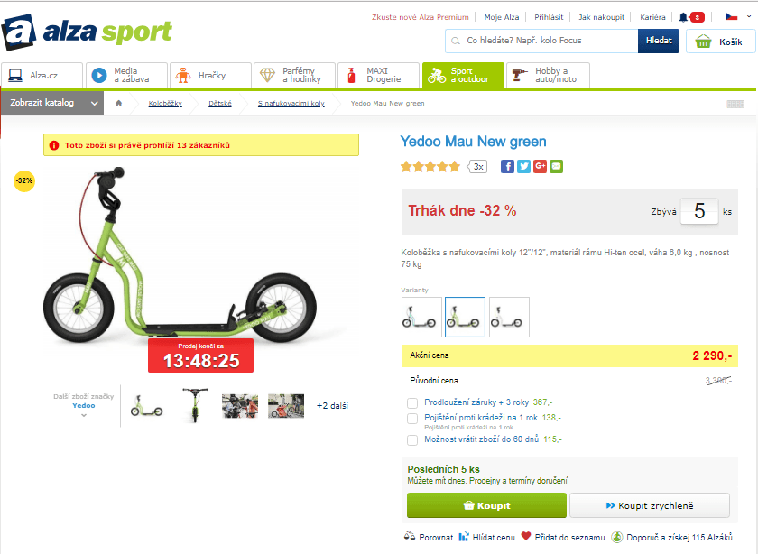 Koloběžka Yedoo Mau New green
