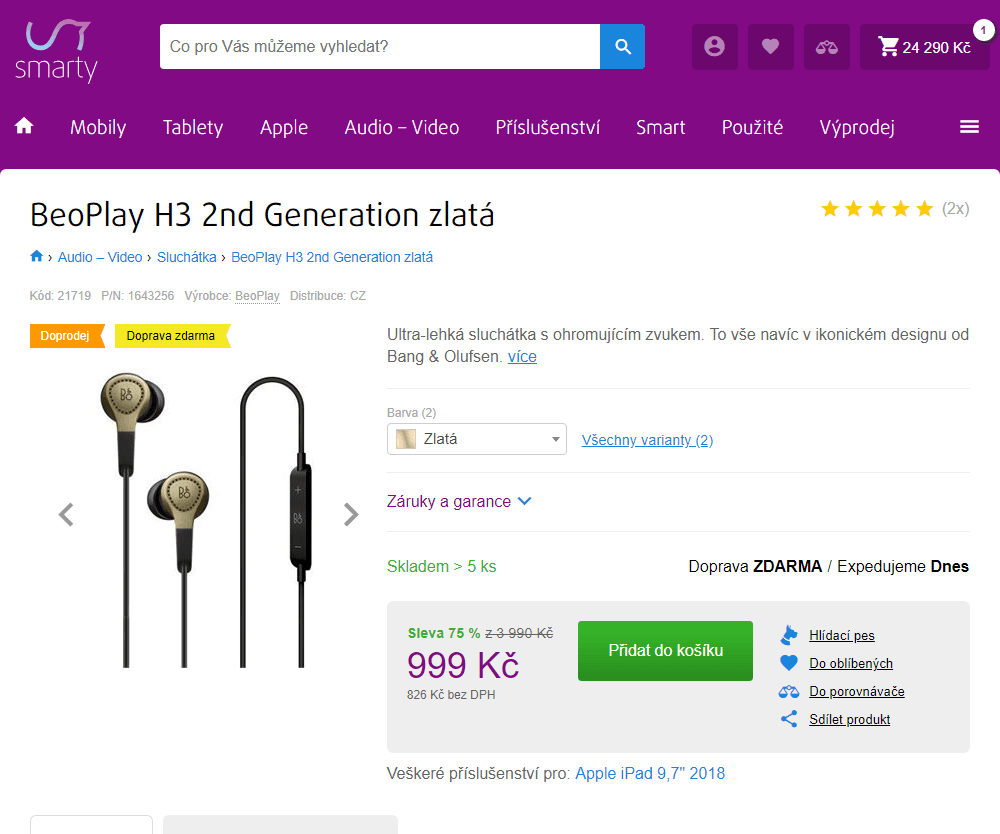 Sluchátka BeoPlay H3 2nd Generation