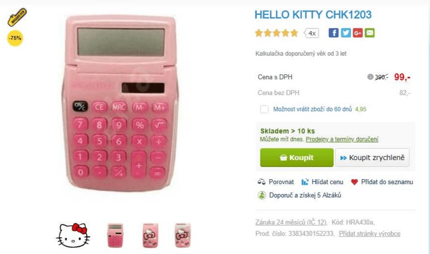 Kalkulačka pro holčičky Hello Kitty 