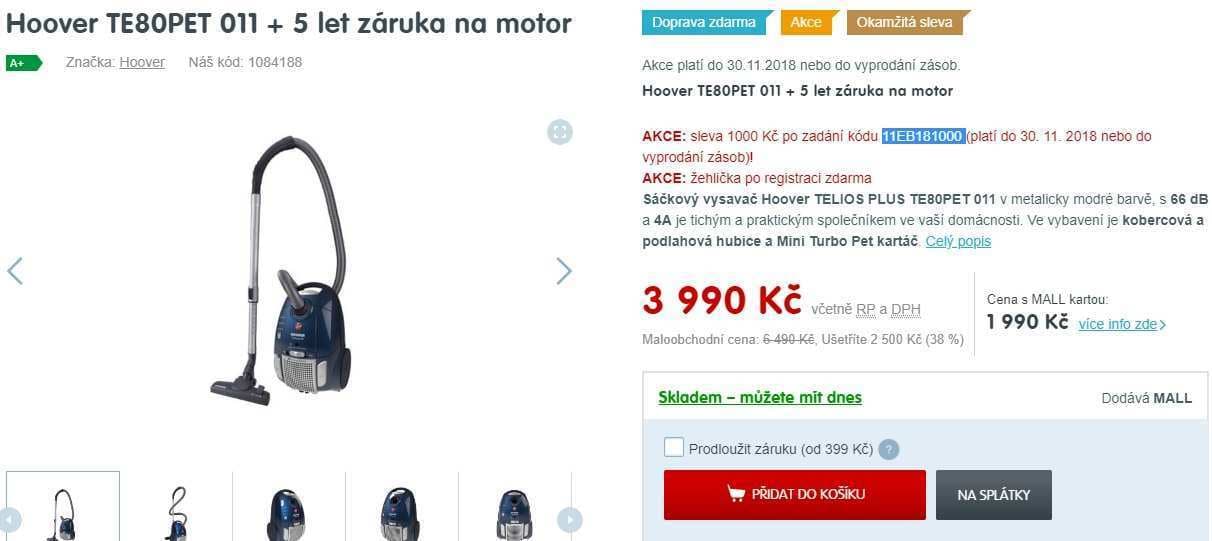 Sáčkový vysavač Hoover TELIOS PLUS