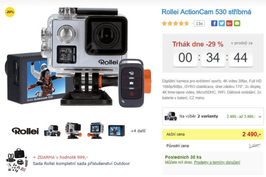Akční kamera Rollei, 4K, Wifi, stabilizace