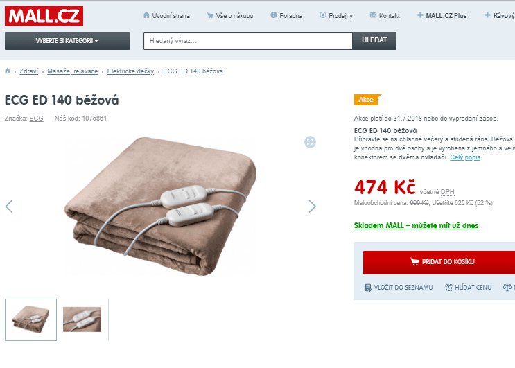 Vyhřívací deka ECG ED 140