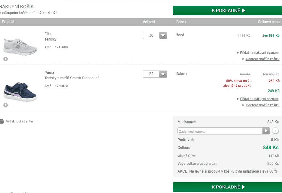 Deichmann - sleva 50% na druhý produkt