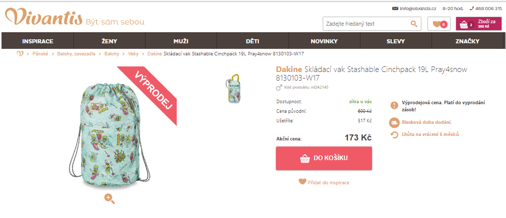 Skládací vak Dakine 19L Pray4snow