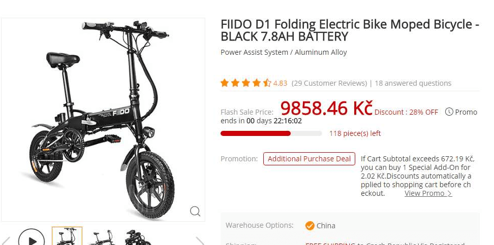 Elektrokolo Fiido D1, dojezd 50 km