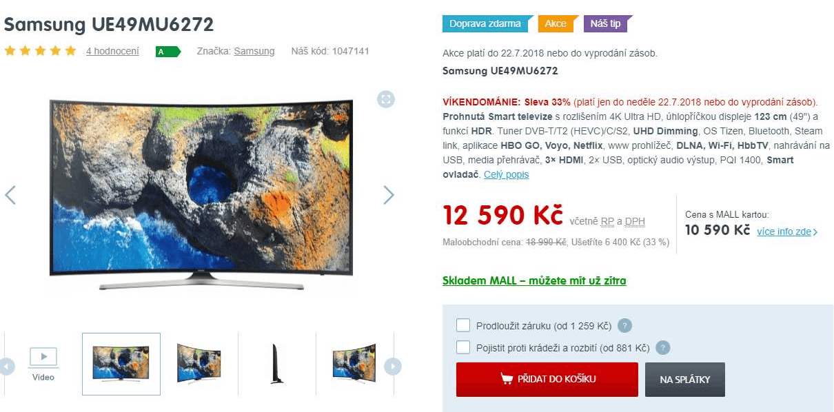 4K LED TV, Smart, Curved, 124cm, Samsung