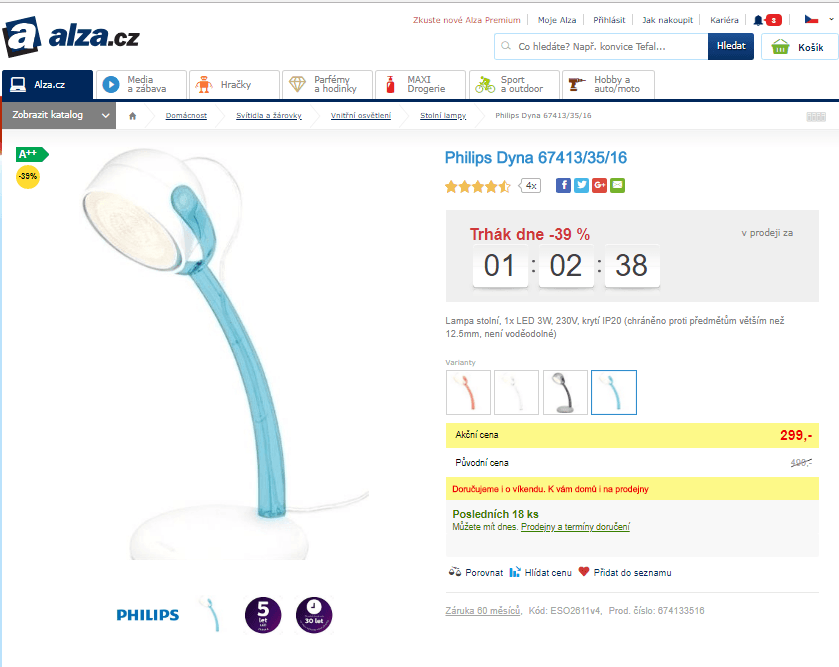 Stolní lampa Philips Dyna 67413/35/16