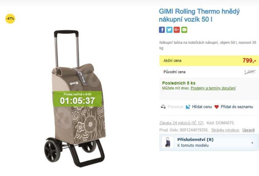 Nákupní taška na kolečkách Gimi, 50 l.