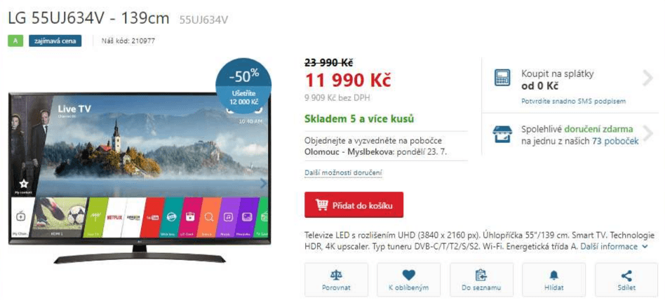 Ultra HD TV, HDR, Smart, 139cm, LG
