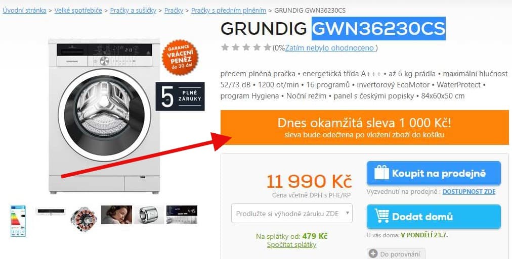 Pračka Grundig, 6kg, 1200 ot., A+++
