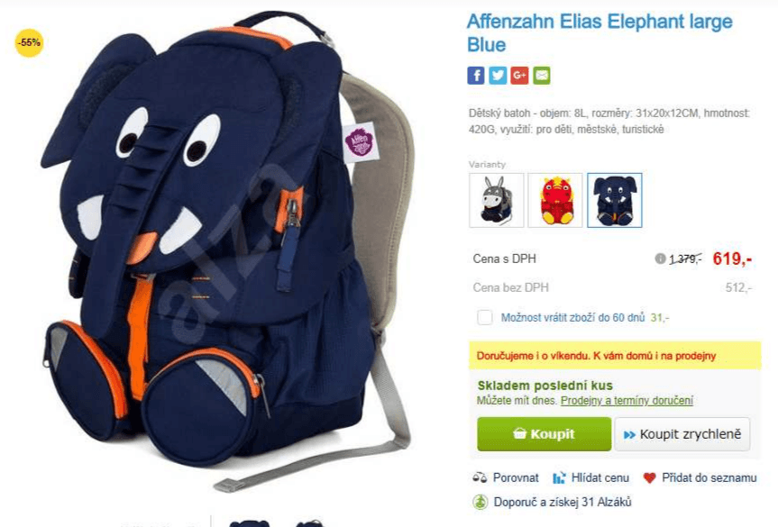Dětský batoh Affenzahn Elias - slon