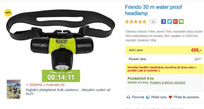 Čelovka Frendo 30 m water proof 