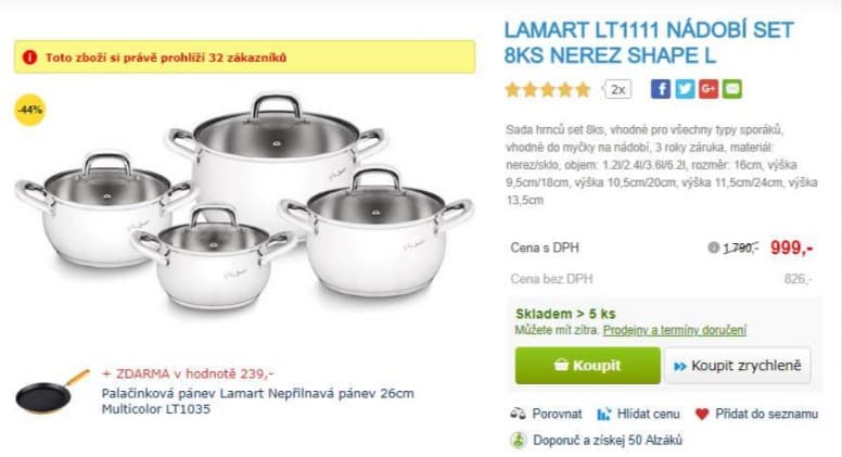 Sada nádobí Lamart Shape - 8 ks