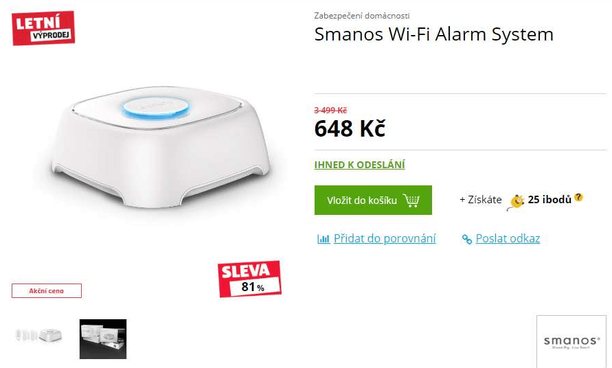 Domovní alarm Smanos Wifi + čidla
