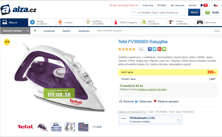 Žehlička Tefal FV3955E0 Easygliss