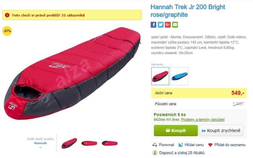 Spacák  Hannah Trek Jr 200, modrý a červený