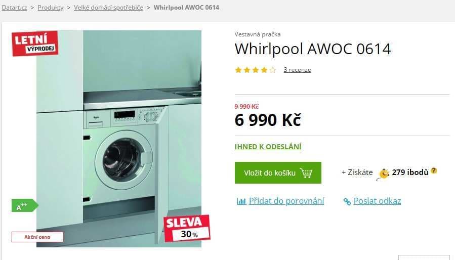 Vestavná pračka Whirlpool, 6kg, 1400 ot.