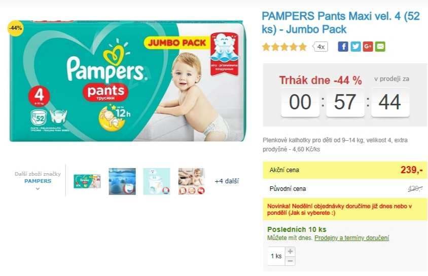 Pampers Pants Maxi, 4, 52 kusů