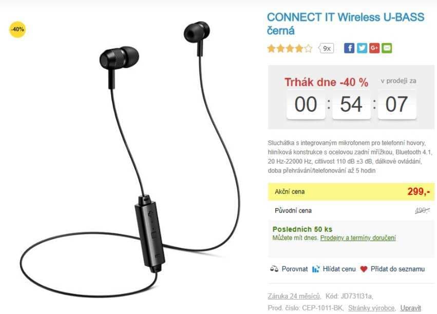 BT sluchátka Connect U-Bass
