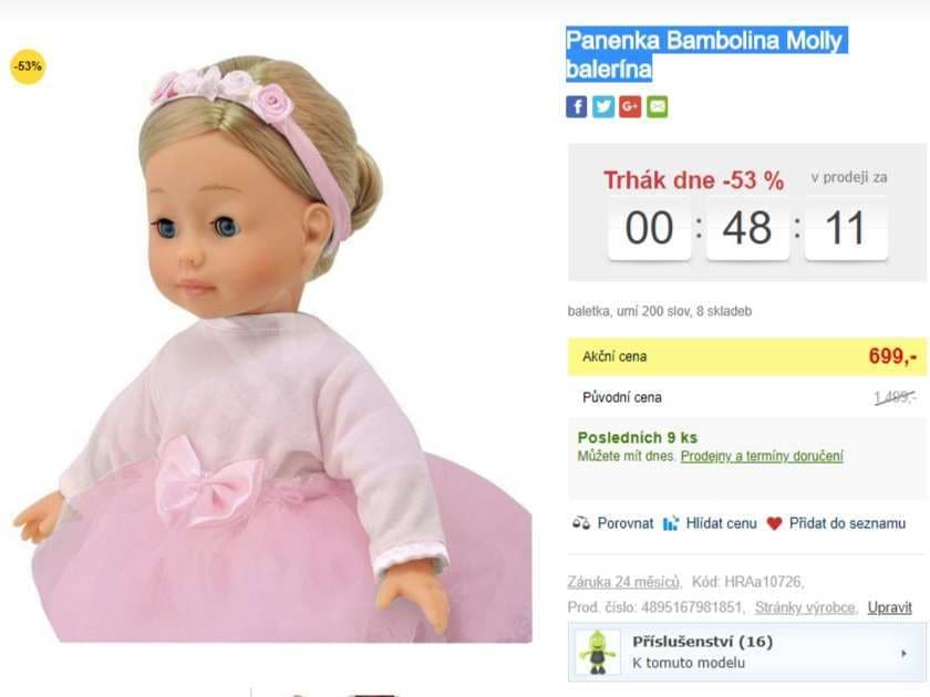 Panenka Bambolina Molly s 200 českými slovy