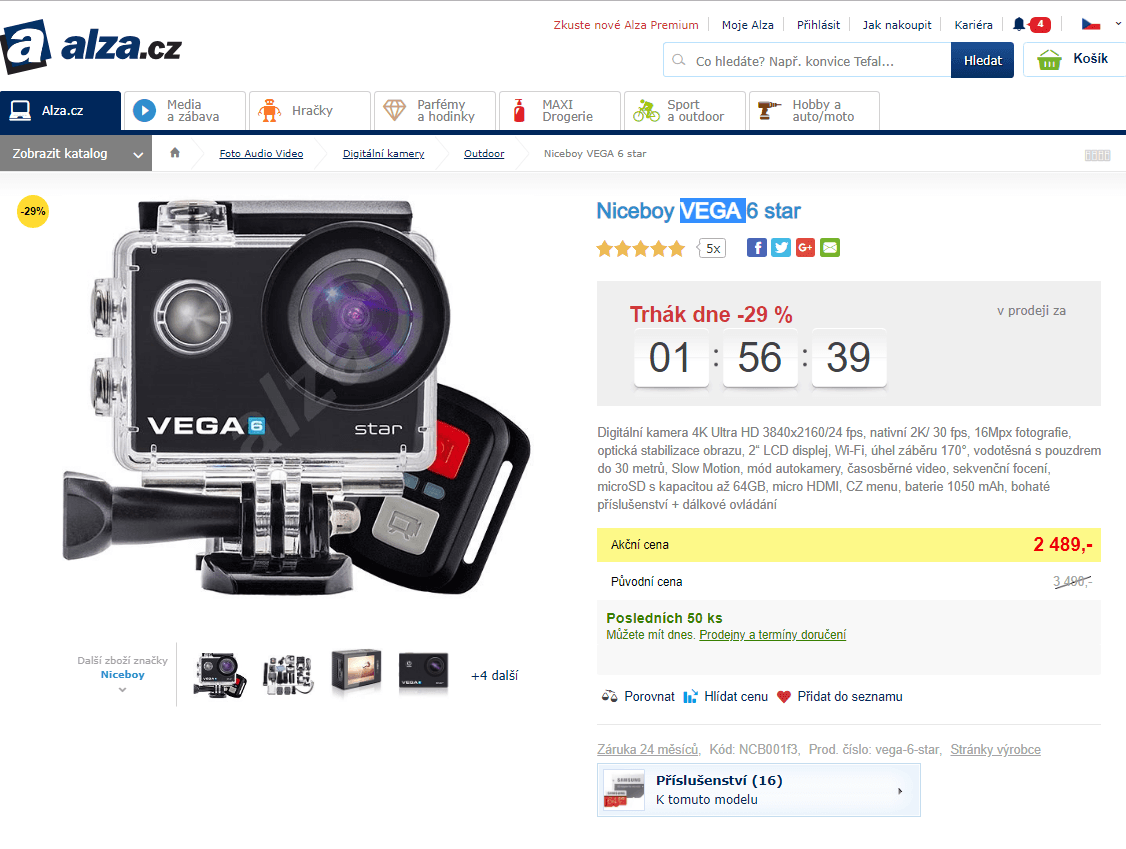 Akční kamera Niceboy VEGA 6 star