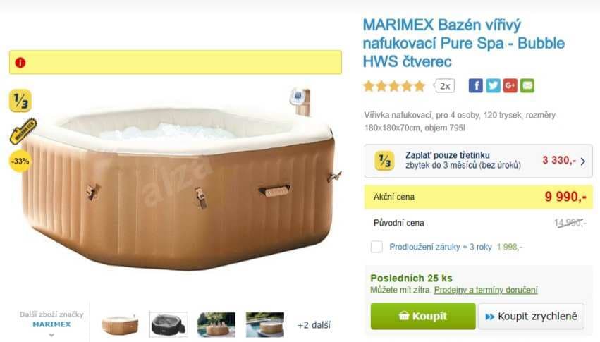 Vířivka Marimex Pure Spa, 2x2 metru