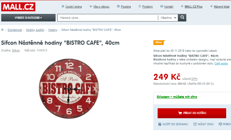 Nástěnné hodiny "BISTRO CAFE", 40cm