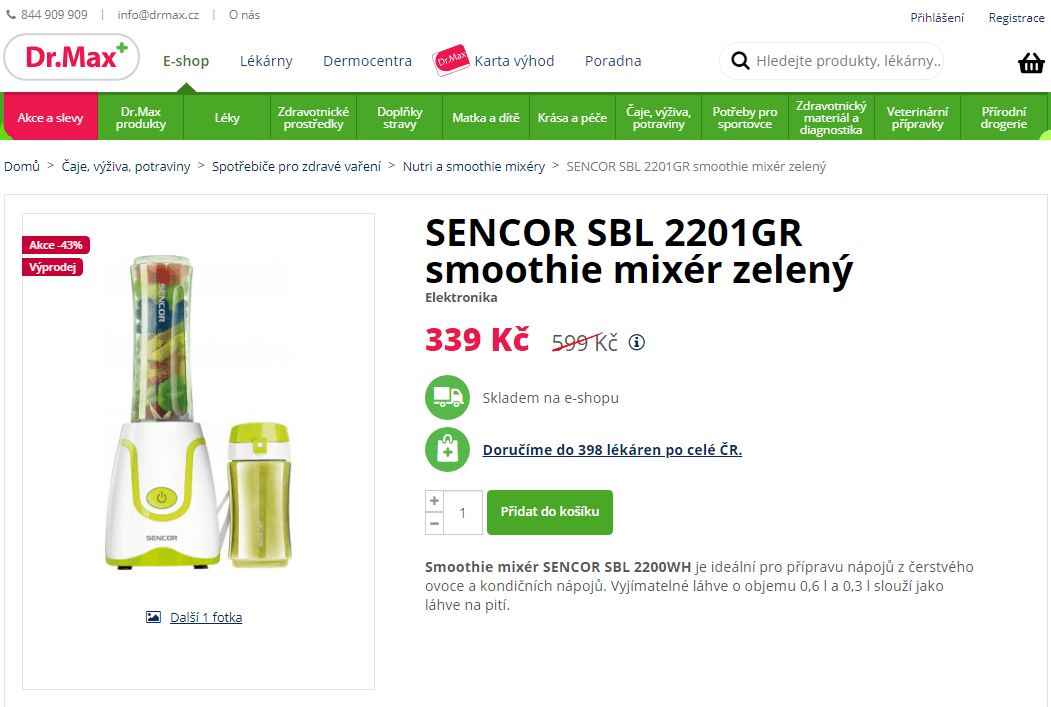 Smoothie mixér Sencor + 2 láhve