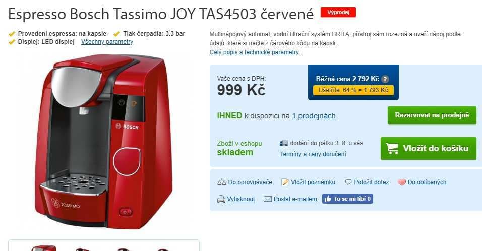Espresso Bosch Tassimo JOY